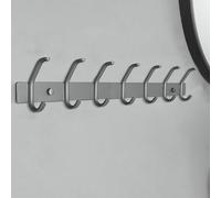 Wall Mounted Coat Rack with 7 Double Metal Hooks Waterproof and Sturdy Hanging Hooks for Entryway Kitchen Bathroom Bedroom Stylish Grey Design