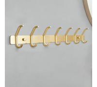 Wall Mounted Coat Rack with 7 Double Metal Hooks Waterproof & Entryway nizer for Kitchen Bathroom Bedroom Stylish Gold Finish