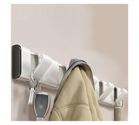 Wall Mounted Coat Rack with Retractable Hooks Modern Design for Hanging Towels Clothes Keys and Hats - Available in White Gray Black (37.6 x 14.8 in)