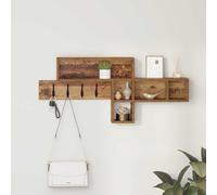 Wall Mounted Coat Rack with Shelf 100cm Hallway Coat Hooks Storage Shelf Wood