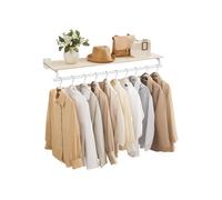 Wall mounted coat rack with shelf and hanging rod