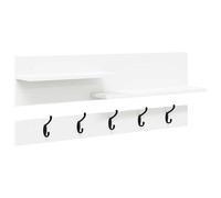 vidaXL Wall-Mounted Coat Rack White 90 x 15 x 36 cm Engineered Wood Hooks & 2 Shelves