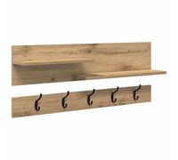 Wall-Mounted Coat Rack 90x15x36 cm Engineered Wood Artisan Oak with Hooks 2shelf