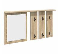 Coat Rack Wall-Mounted 85x10x45cm White Engineered Wood Shelf & 6pcs Metal Hooks