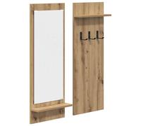 Wall-mounted coat rack Artisan oak 70x10x90cm Engineered wood with 2 shelves UK