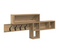 Wall-mounted Coat Rack, Artisan Oak, Engineered Wood, 100x12x43.5cm, 5 Shelves.