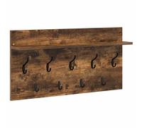 Wall-Mounted Coat Rack Smoked Oak 80x40x12cm Engineered Wood Shelf Hooks Hallway