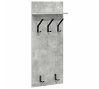 Coat Rack Wall-Mounted Concrete Grey 90x40x10cm Engineered Wood Shelf Hooks Slim