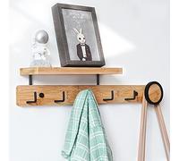 Wall-Mounted Coat Rack with STO Shelf - Wooden Hook nizer for Hallway Bathroom Living Room & Bedroom - Space-Saving Solut for Clutter-Free Home