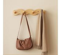 Wall-Mounted Coat Rack with Tray - Walnut Bamboo Wave Hanger, 4 Hooks for Hats & Clothes, Stylish Entryway Decor, Space-Saving Wood Coat Hook for Closet