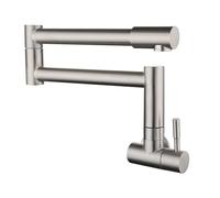 Wall-Mounted Cold Water Kitchen Faucet, Retractable Single Handle, Brushed Stainless Steel, Rotatable Design for Easy Use, Modern Kitchen Upgrade
