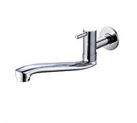 Wall Mounted Cold Water Sink Faucet, Single Handle Brass Tap for Kitchen Garden Outdoor Laundry Sink with Stainless Steel Tube, Chromed