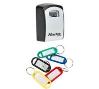 Wall-mounted combination key box/key safe with Assorted Coloured Key Ring Tags (Pack of 48)