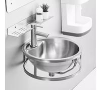 Wall-Mounted Commercial & Home Kitchen Sink with Hot & Cold Faucet - Space-Saving Design for Efficient Use in Small Areas