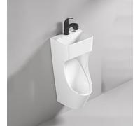 Wall-Mounted Commercial Urinal with Faucet Men's Restroom Fixture Ceramic Type A Wall Drain Ideal for High-Traffic Spaces Easy Installation