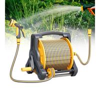 Wall-Mounted Compact Hose Reel with Automatic Guide Rail and Anti-Drop Tube Design for Easy Watering and Car Wash, No Installation Required