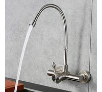 Wall-Mounted Concealed Type Copper 304 Stainless Steel Sink Faucet Single Lever Laundry Pool Kitchen Universal Rotary Faucet@A(B)