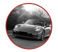 Wall Mounted Convex Mirror, Traffic Mirror, Safety Blind Spot Mirror for Garage Driveway Warehouse Parking Lot, Traffic Security Surveillance(Red,29in)