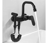 Wall Mounted Copper Faucet with Pull Out Spray Gun Kitchen Sink & Bathtub Mixer Tap Brass Swivel Nozzle Rotating Hand Shower for Easy Use