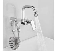 Wall Mounted Copper Kitchen Faucet with Pull Out Spray Gun Brass Swivel Bathtub Tap Rotating Nozzle Mixer for Modern Sink Flexible Hand Shower Design