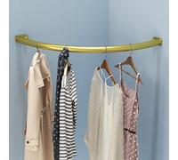 Wall-Mounted Corner Clothes Rack 90° WardrobeRod Curved Hanger & Gold Coat Hook 40cm (15.75") - Space-Saving Storage Solution for Efficient nization