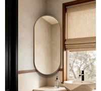 Wall Mounted Corner Mirror Oval Bathroom Mirror with Aluminum Brackets SpaceSaving Design for Bathroom Vanity Bronze Finish 50x80cm (20x32in)