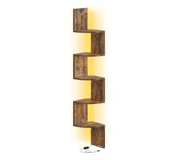 Wall Mounted Corner Shelf with RGB LED Lights, Rustic Brown