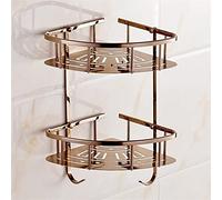 Wall Mounted Corner Shower Caddy - Brass Floating Shelves for Bathroom Sto, nize Shampoo, Cosmetics, Towels & More - Draining Rack, Space Saving Solut