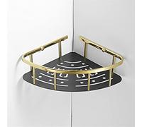 Wall Mounted Corner Shower Caddy - Brass Floating Shelves for Bathroom Sto, nizer for Shampoo, Cosmetics, Towels - Draining Rack, Space Saver, Rustproof Design