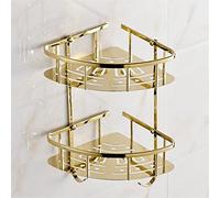 Wall Mounted Corner Shower Caddy - Brass Floating Shelves for Bathroom Sto nizer, Ideal for Shampoo, Cosmetics, Towels, Draining Rack, Space Saver Solut