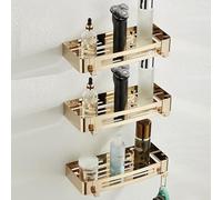 Wall Mounted Corner Shower Shelf 3 Tier Gold Storage Rack for Shampoo Shower Gel Kitchen Bottles & Condiments with Hooks Stylish Bathroom