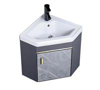 Wall Mounted Corner Sink Bathroom with Drain and Installation Kit, White Mini Ceramic Vanity Vessel Sink, for Small Bathroom and Powder Room(48x48x43cm/19x19x17in)