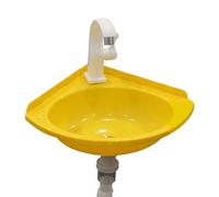 Wall Mounted Corner Sink Utility Plastic Hand Wash Basin with Faucet for Small Bathroom, Motorhome, Garden, Cloakroom, Space Saving Design