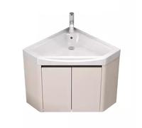 Wall Mounted Corner Vanity Sink Combo, Space-Saving Ceramic Sink with Faucet and Storage for Bathroom and Kitchen