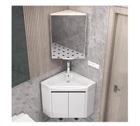 Wall Mounted Corner Vanity Sink Combo, Space-Saving Ceramic Sink with Faucet and Storage for Bathroom and Kitchen