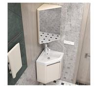 Wall Mounted Corner Vanity Sink Combo, Space-Saving Ceramic Sink with Faucet and Storage for Bathroom and Kitchen