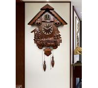 Wall-Mounted Cuckoo Clock, Wood Pendulum Wall Clock for Living Room Decoration,A