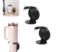 Wall Mounted Cup Holder Compatible with Stanley,Space Saving Bedside Tumbler Organizer Storage for Drinks and Coffee,Universal Fit Self Adhesive Cup Holders for Stanley Water Bottle Organizer(Black2)