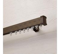 Wall Mounted Curtain Rail,Silent Curtain Track;imitation Wood Grain Curtain Box Track Side Mounted Slider Aluminum Alloy Straight Rail Single and Double Pulley Curtain Rod(C-Single Track,5.25ft/160cm)