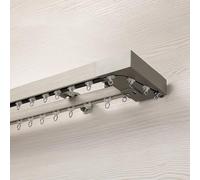 Wall Mounted Curtain Rail,Silent Curtain Track;imitation Wood Grain Curtain Box Track Side Mounted Slider Aluminum Alloy Straight Rail Single and Double Pulley Curtain Rod(D-Double Track,9.51ft/290cm)
