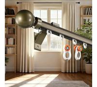 Wall Mounted Curtain Single Track,Roman Rod For Windows,Heavy Duty Aluminum Drapery Rail,Silent Curtain Rails For Room Divider Living Room Bedroom Hospital(Champagne,0.9m(3ft))