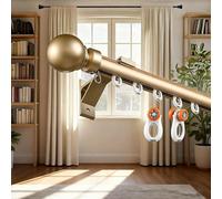 Wall Mounted Curtain Single Track,Roman Rod For Windows,Heavy Duty Aluminum Drapery Rail,Silent Curtain Rails For Room Divider Living Room Bedroom Hospital(Gold,0.9m(3ft))