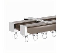 Wall Mounted Curtain Tracks | Aluminum Double Track Ceiling Rod | Versatile Room Divider for Indoor & Outdoor Use | 250cm/8.2ft, Side Champagne Finish