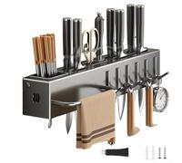 Wall Mounted Cutlery Rack, Kitchen Utensil Rack Wall Mount Organizer With Hooks Carbon Steel Storage Holder For Tableware Cutlery With Hollow Bottom Design