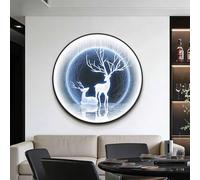 Wall Mounted Decorative, Decorative Painting with Framed, Deer Landscape Painting Wall Art, Hanging Artwork for Bedroom, Dining Room, Hallway, Office(A,50 * 50CM)