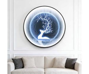 Wall Mounted Decorative, Decorative Painting with Framed, Deer Landscape Painting Wall Art, Hanging Artwork for Bedroom, Dining Room, Hallway, Office(C,40 * 40CM)