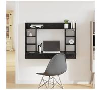 vidaXL Wall-Mounted Desk Black oak 105 x 48 x 75 cm Engineered wood, Modern Desk, Rectangular Wall-Mounted Workspace for Home Office, Efficient Storage with Flat Finish in Engineered Wood