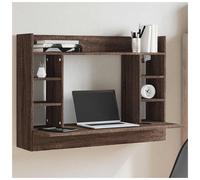Wall-mounted desk Brown Oak 105x48x75 cm Engineered Wood Matte Shelf Storage UK