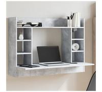 Wall Mounted Desk Concrete Grey 105x48x75cm Engineered Wood Matte Shelf Compact