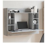 Wall Mounted Desk Grey Sonoma 105x48x75cm Engineered Wood Matte Shelf SpaceSaver